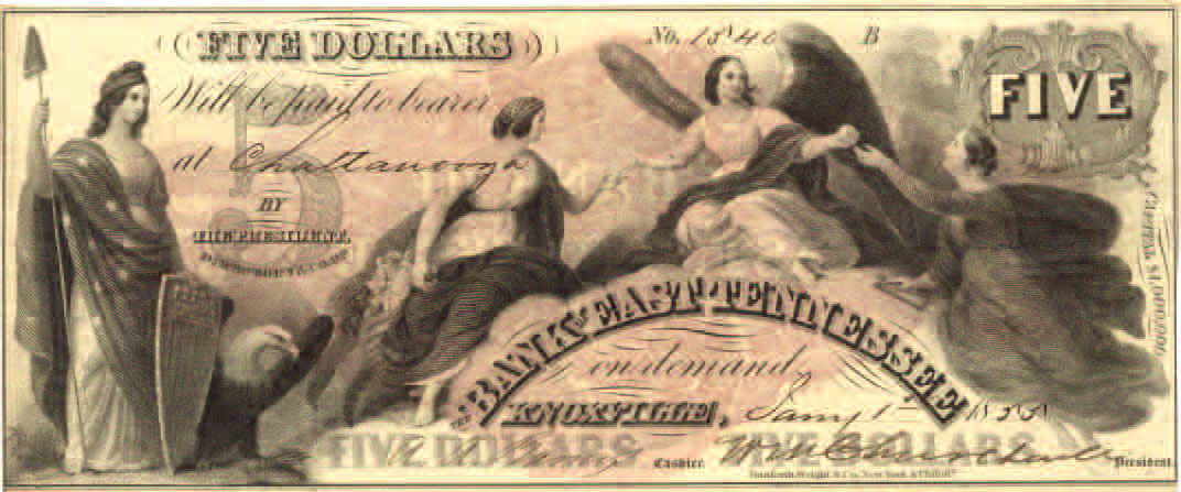 $5 G-122 Allegorical female reaching to angel
